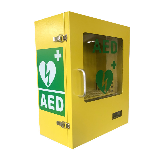 Yellow Outdoor Wall Mount Alarmed AED With Heating System
