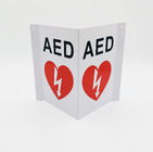 Triangular White AED Wall Sign , V Shape Plastic First Aid AED Sign
