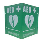 PVC Plastic 3 Way Sign Of AED , Custom Printing V Shaped First Aid AED Sign