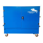 Lockable Large Metal Blue Horse Equipment Saddle Tack Box With 2 Saddle Holders