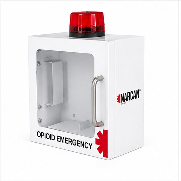 Wall Mounted Overdose Cabinet with Door Alarm and Strobe Light for Naloxone Emergency Storage