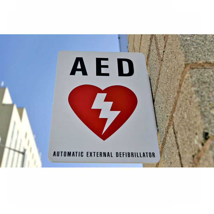 Marked 2 Way Flat AED Wall Sign , 90 Degree Sign Of AED 254x177mm