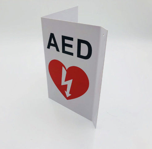 Plastic AED Wall Sign V Shape For Outdoor Smart First Aid Station