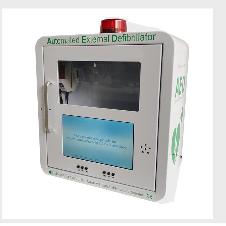 Metal Frame Wall Mounted Defibrillator With Video Screen And Alarm System