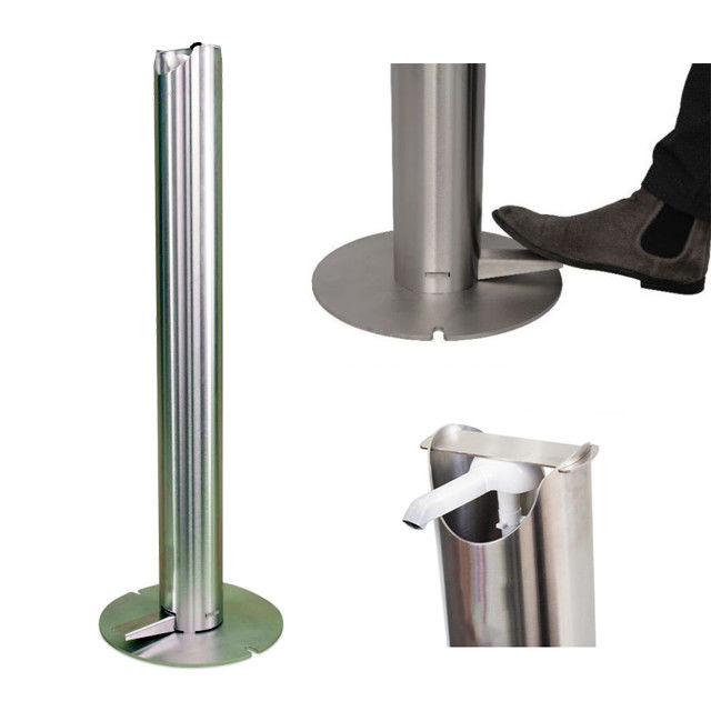 Stainless Steel Round Tube Foot Pedal Active Sanitiser Dispenser Stand Universal Sanitizer Pedal Operated Stand