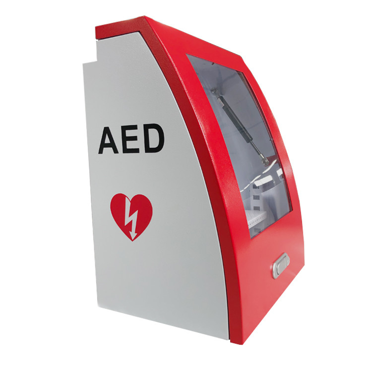 Universal Red Curved Alarmed Wall Mount AED Cabinet For Illumination