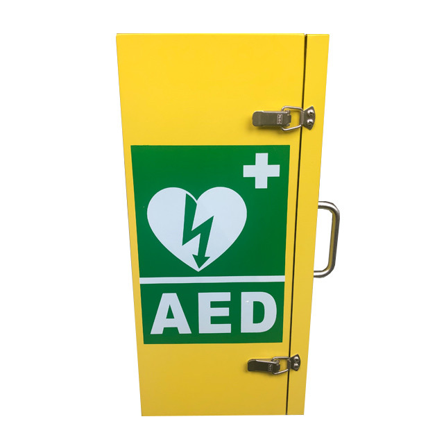Yellow Outdoor Wall Mount Alarmed AED Cabinet With Heating System