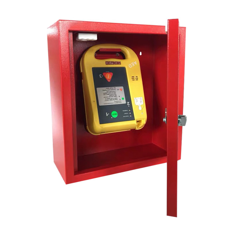 Red Alarmed AED Wall Cabinet For Defibrillators Custom Service Support