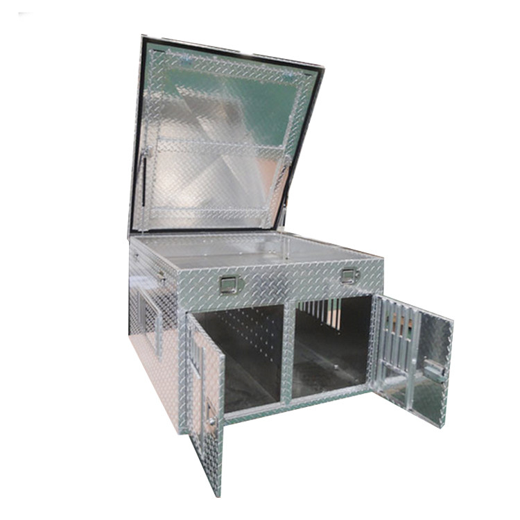 Diamond Plate Aluminum Dog Box With Top Storage High Durability