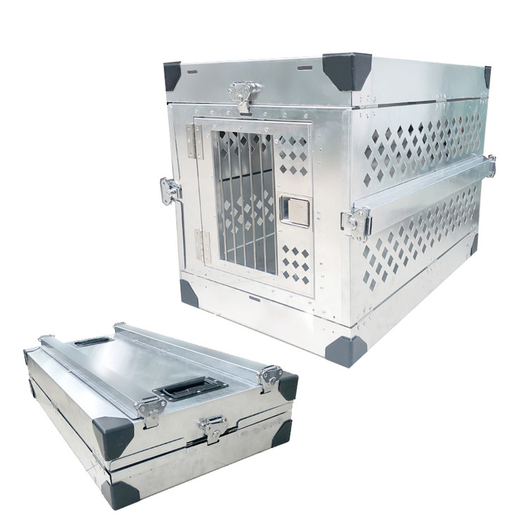 Collapsible Aluminum Single Dog Box With Heavy Duty Slam Latch Lock System