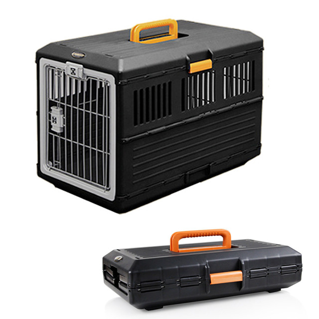 Foldable Plastic Pet Travel Flight Carrier Portable Pet Crate Traveling Dog Cage Box