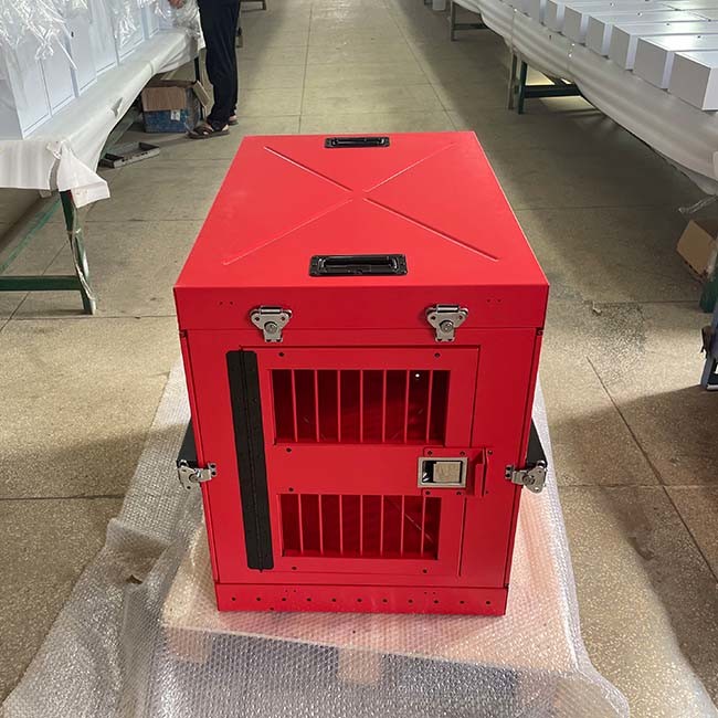 Red 40" Aluminum Dog Cages Collapsible Travel Dog Kennel Crate Folding