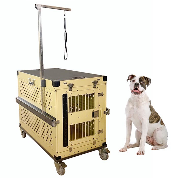Folding Aluminum Dog Box With Grooming Arm For Dog Show