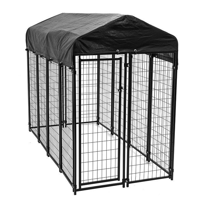 4x8x6 ft Outdoor Large Galvanized Welded Wire Dog Kennel With Cover